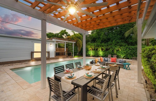 South Palm Park Neighborhood Association House | 2 Amazing Beaches in 1 mile Palm Oasis 4|4 w/POOL & Covered Outdoor Entertaining