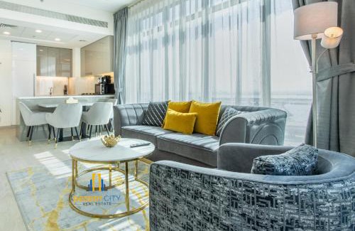 Jadaf Apartment | 2 Bed in Azzizi Farhad with Burj Khalifa view by Desert City Stays