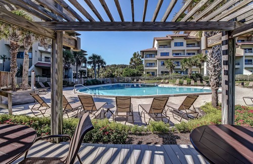 Fernandina Beach Condo | 256 Sandcastles Beautiful Oceanfront, Ground Floor Hotel Room & Private Patio