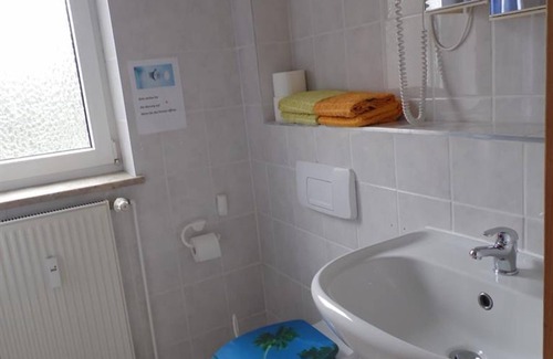 Altenholz-Klausdorf Apartment | Apartment 1, shower, toilet, living room/bedroom - Apartment Wall