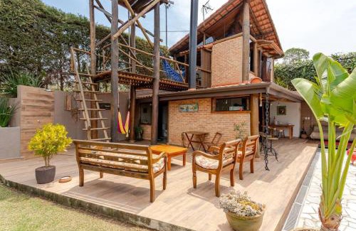 Caetetuba House | Casa de Hospedes Chalé Rustico com Banheira e Piscina Privativa a 1h de SP Espaço Totalmente Privativo