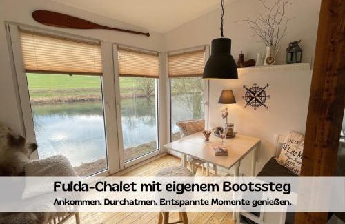 Guxhagen House | Chalet am Flussufer in der Natur mit Kaminofen