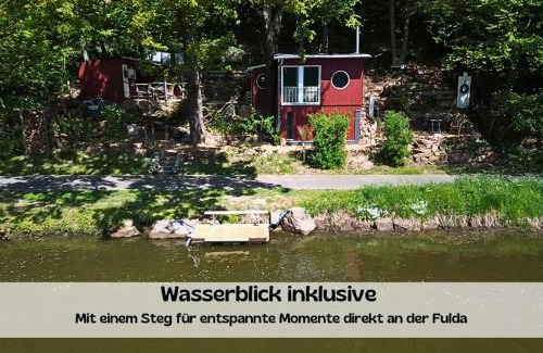 Guxhagen House | Chalet am Flussufer in der Natur mit Kaminofen