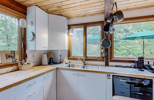 West Tisbury House | Charming 2-story house near the beach with inviting deck, large yard & canoe