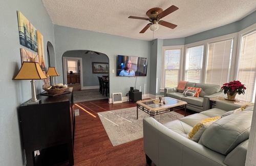 Fulton House | Charming Historic Home with 2 Queen Beds & Backyard in Fulton, IL