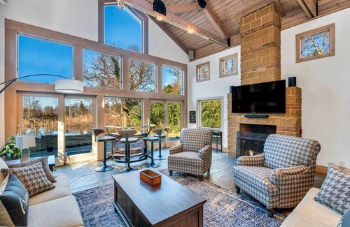 Mattituck House | Chic Mattituck waterfront home with beautiful views, slate patio, heated...