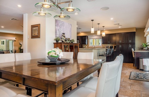 Paradise Villa | Chic Poolside Retreat: 20K Recent Reno, Stunning Hardscape, Pet-Friendly Vibes