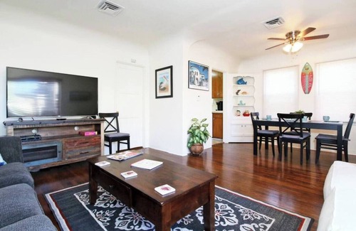 Central Mission Beach Cottage | Classic Beach Cottage Steps to Sand + A/C & Garage