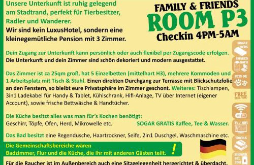 Creglingen House | Deine Pension, Family & Friends Room P3, 5 beds, 25qm, Check-in 4PM till 5AM