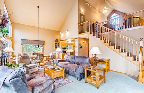 Sandpoint House | Dog-friendly mountain retreat near skiing with lake view, hot tub, & balcony