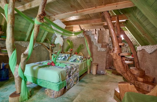 Las Galeras Cabin | Double/family palm-green cabin #4, at Chalet Tropical bio-hotel