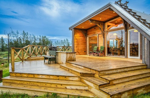Blaskogabyggd Cabin | Embrace Nature by the River: Hot Tub & Scenic Views