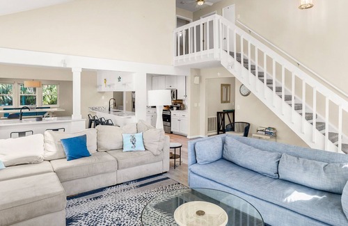 Blue Heron Lake House | Fenced backyard w/ pond, fire pit, screened porch, ping pong, Golf cart incl.