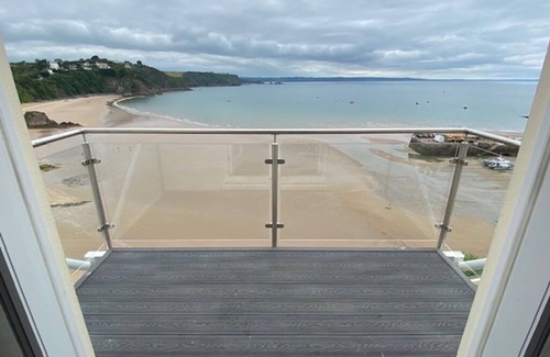 Tenby Apartment | Floating Beach Hut. Seagull eye view over the famous iconic Tenby harbour.