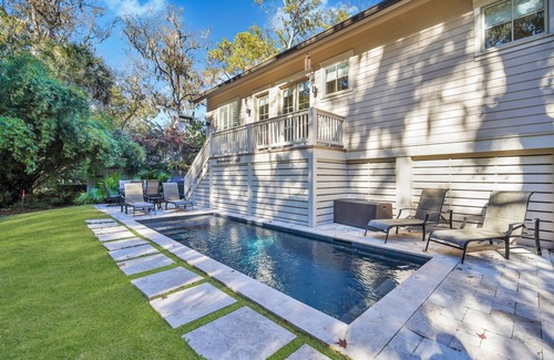 Lawton Woods House | Gorgeous Sea Pines home with a saltwater pool and pet-friendly!
