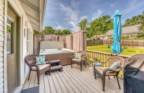 Harrison House | Great location just two minutes from downtown square with a Hot Tub!