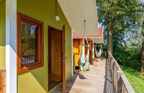 Au an der Donau RV Rental | Hütte Wassermann mit Terrasse und Gemeinschaftsbad - Camping & Pension Au an der Donau