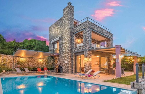 Lygia Villa | Hillside villa with private pool BBQ & terrace.