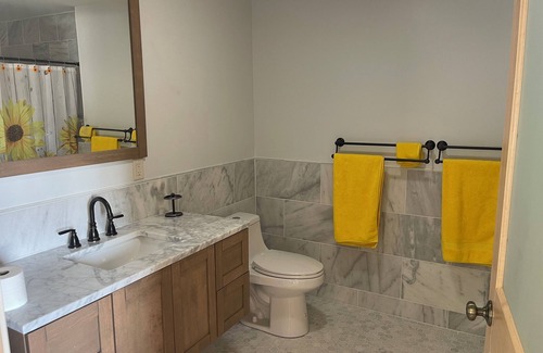 Ahmeek House | Keweenaw County- gorgeous new ADA accessible ground floor South Room in Ahmeek