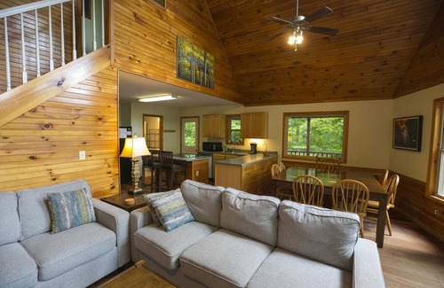 Zoe Cabin | Lake Cabin in beautiful wooded setting overlooking crystal clear lake.