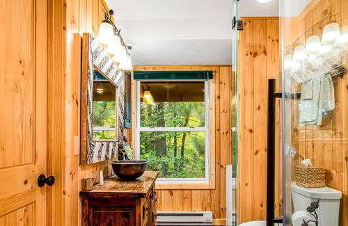 Presque Isle House | Lakefront cabin with dock, kayaks, SUP, wood fireplace, & washer/dryer