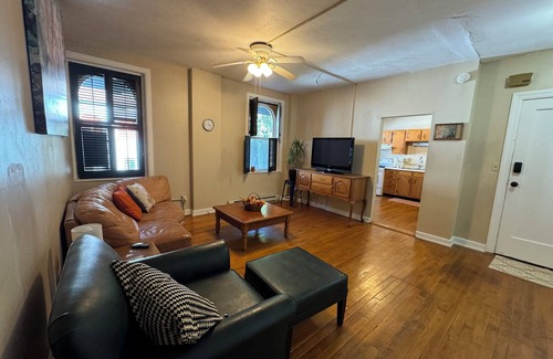 Wheeling Apartment | Large 1-BR Living RM Kitchen in a Monastery mansion in premier downtown Wheeling
