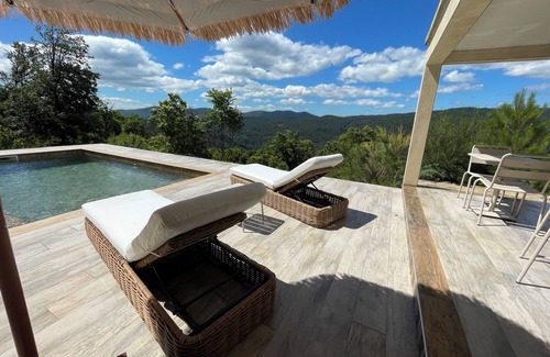 Lamelouze Villa | Le Belvédère Cévenol -2 Pers. Piscine/jacuzzi- Vue Exceptionnelle Calme Absolue