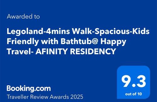 Medini Apartment | Legoland-4mins Walk-Spacious-Kids Friendly with Bathtub@ Happy Travel- AFINITY RESIDENCY