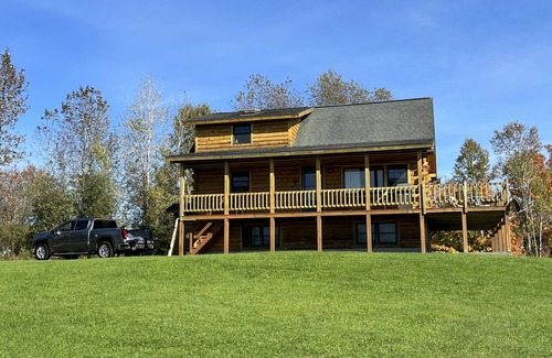 Colebrook Ski Chalet | Log Cabin on 6 acres w direct snowmobile trail access, Mountain views & sunsets
