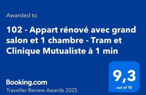 Quartier Chorier-Berriat Apartment | Longue durée - Appart rénové avec grand salon et 1 chambre - Tram et Clinique Mutualiste à 1 min
