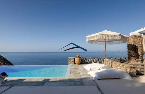Kea Villa | Luxurious villa on the watefront with a swimming pool & steps leading to the sea