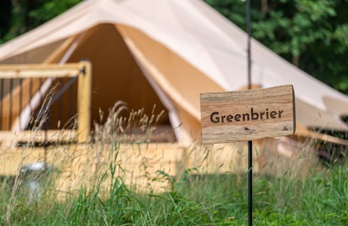 Great Cacapon RV Rental | Luxury Camping with King Bed - Greenbrier Tent