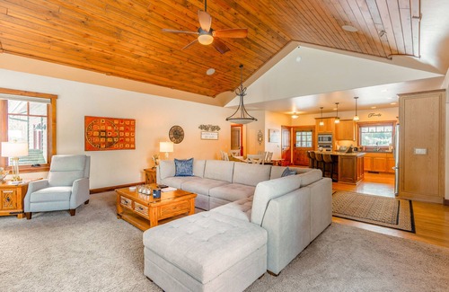 Kalispell House | Magical mountain retreat with a firepit, patio, W/D, & central AC - dog-friendly