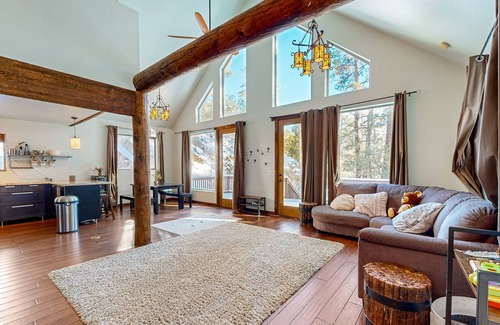 Iron Springs Cabin | Modern mountain cabin with forested views, play loft & deck - dog-friendly