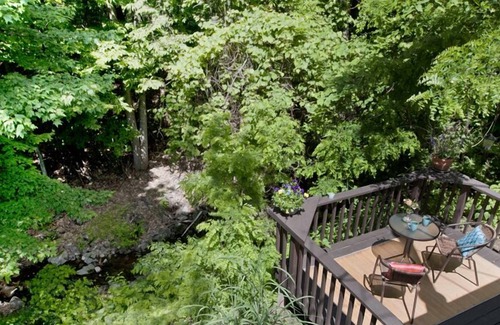 Woodstock Cottage | Mountain Stream Retreat: rustic elegance, decks overlooking stream, wood stove!