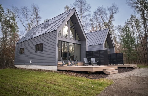 Wellston Ski Chalet | New Modern Chalet in the Woods - Near fishing, hiking, atv snow trails. Cabin 1n