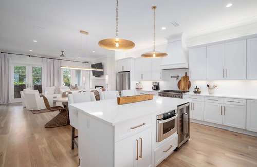 Lakeside at Blue Mountain Beach House | "Over the Moon" 30A Home Golf Cart Elevator Community Pool Blue Mountain Bch
