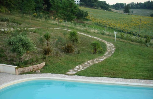 Montelabbate Villa | Panoramic portion of villa, swimming pool, hills, sea, free wifi