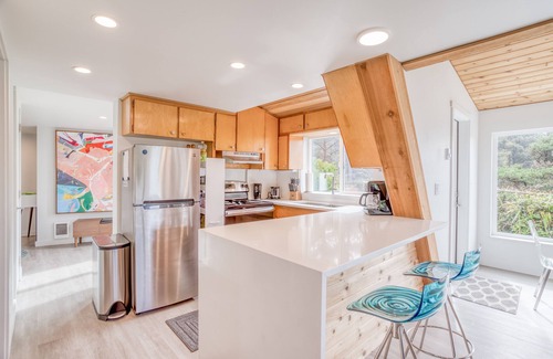 South Beach House | Private, Gorgeous Retro Style A-Frame is Steps from the Beach Near Newport!