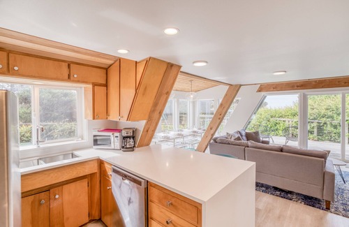 South Beach House | Private, Gorgeous Retro Style A-Frame is Steps from the Beach Near Newport!