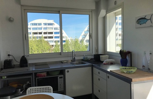 Le Couchant Apartment | Rare Seafront la Grande Motte 4 people large terrace top floor.