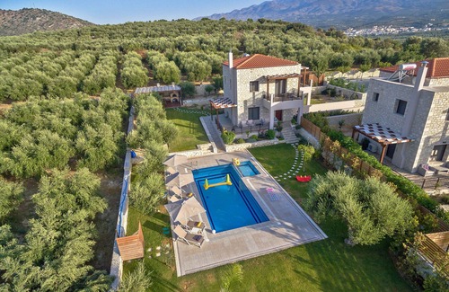 Geropotamos Villa | Relax and enjoy the sun in a stone floor villa with private pool and huge garden