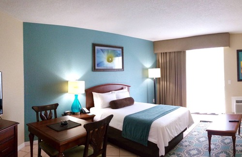 Survey Creek Resort | Relax at our Palm Tree secluded Resort with a poolside bar and waterslide