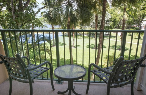 Survey Creek Resort | Relax at our Palm Tree secluded Resort with a poolside bar and waterslide