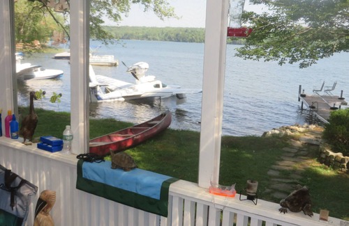 Belgrade Cottage | Screen Porch with see thru roof, BQ, 30' from sandy beach, canoe and 3 kayaks
