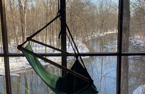 Lawrence Cabin | Secluded Cozy Cedar Wood Cabin in 20 acres of native woods, on the Paw Paw river