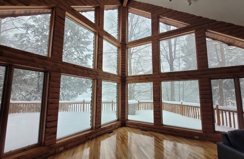 Mancelona House | Shanty Creek · Spacious 5-bdr cabin w/hot tub & golf course view!