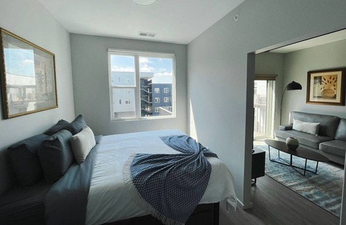Downtown Omaha Apartment | Sleepover: Prime 1BD/1BA + Balcony- Downtown Omaha