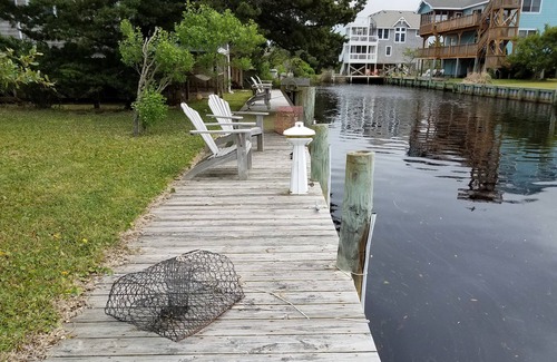 Ocracoke House | Sound Breeze: Contemporary canal front, screened porch, decks.
