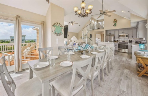 Wind Over Waves House | Soundside Dog Friendly Home w/Pool, Hot Tub, Game Room, Tiki Bar, Public Dock